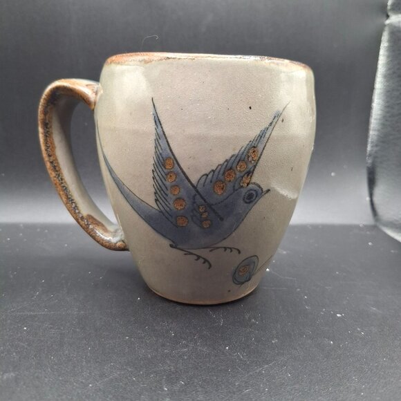 Handcrafted Signed Ken Edwards Ceramic Swallow Butterfly Mug Tonala Mexico - Picture 1 of 6